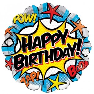 Happy Birthday Comic Superhero Foil Balloon